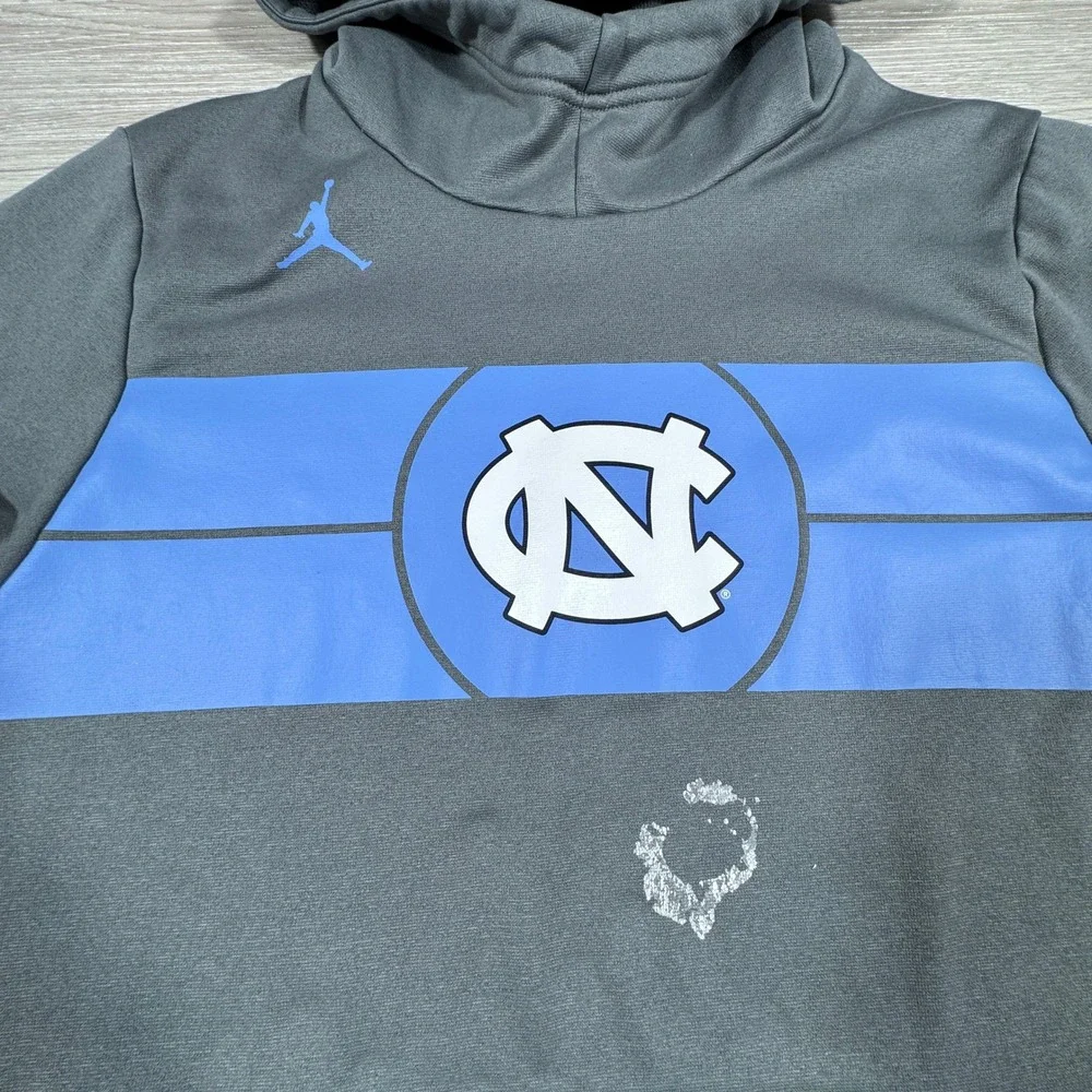 Jordan Mens Hoodie‎ UNC North Carolina Tar Heels Gray XL Dri-FIT